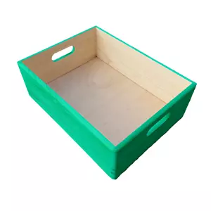 LARGE WOODEN BOX / TRAY 40x30x13.5cm WITHOUT LID IN GREEN COLOR - Picture 1 of 5