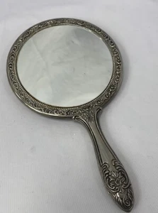 Espejo tocador vintage plateado de mano - diseño floral elevado - bonita pieza - Imagen 1 de 10