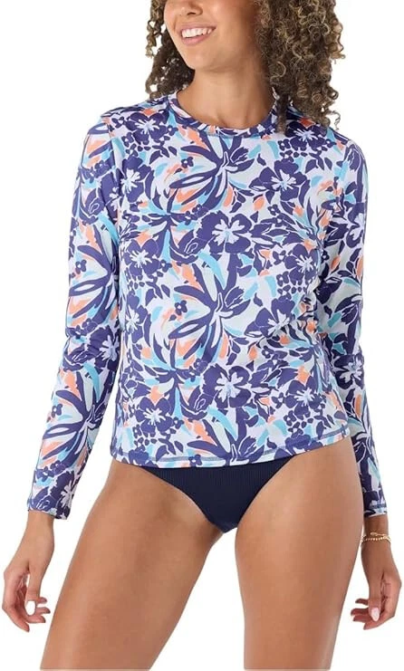 Roxy Women's Lightweight Long Sleeve Sun Protection Tee Navy Multi Large