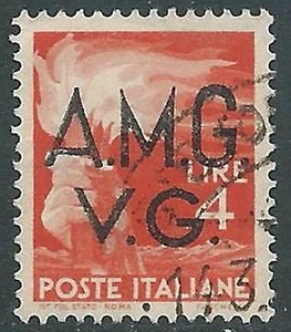 1945-47 TRIESTE AMG VG USATO DEMOCRATICA 4 LIRE VARIETà PUNTO IN BASSO - L26 - Foto 1 di 1