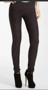 Helmut Lang Stretch Leather Lambskin Textured Embossed Leggings Size 0 - Picture 1 of 8