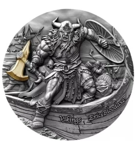 Silbermünze Niue Eric Bloodaxe Vikings 2020 2oz Antique Finish - Bild 1 von 3