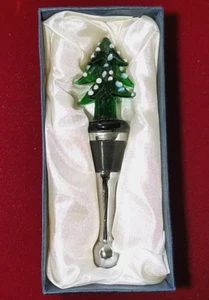 Vintage Bottle Wine Beverage Stopper Snowflakes on Christmas Tree W/Box - Picture 1 of 2
