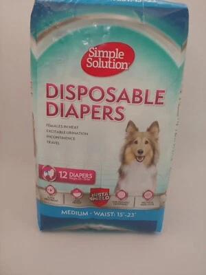 Pañales desechables para perros Simple Solution blancos medianos, 12 paquetes de peso 25-50 libras Foto 1 de 2