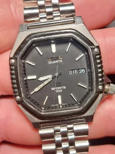 Seiko SQ Sports 100 37mm Vintage Quartz Wristwatch - Picture 1 of 5