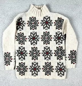 VTG 90s Eddie Bauer Women's Snowflake Cowichan Wool Blend Nordic Sweater Small - Picture 1 of 7