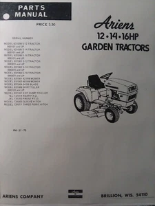 Ariens S-12 S-14 S-16 931001 Lawn Garden Tractor & Implements Parts Manual 1975 - Picture 1 of 2