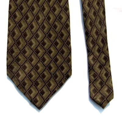 Corbata vintage Carlos Devenzia estampado geométrico chartreuse y negra 100 % seda Foto 1 de 2