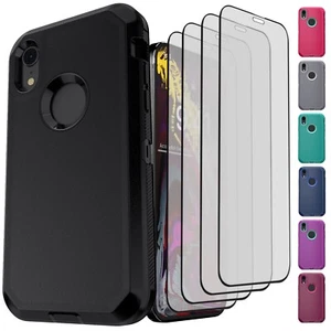 Funda protectora híbrida resistente para teléfono iPhone XR / Protector de pantalla de vidrio - Imagen 1 de 55