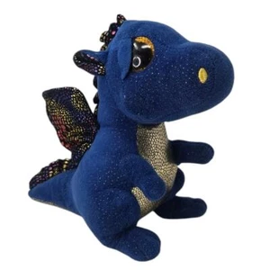 Ty Beanie Boo Saffire Drache Plüschtier Stofftier Glitzer blau goldene Flügel 9 Zoll - Bild 1 von 8