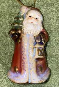 Pottery Santa Claus Christmas Ornament Bell - Picture 1 of 8