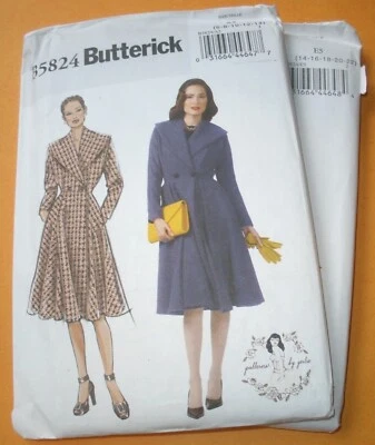 Butterick 5824 Vintage Retro Coat Gertie Sewing Pattern Misses Sz  14-22 Uncut - Image 1 of 2