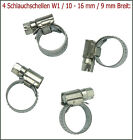 (0,75€/St) 4 Stück Schlauchschellen W1: 10-16mm, 9mm Breit