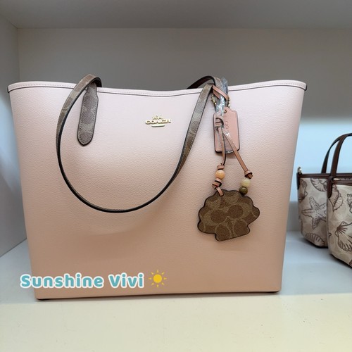 Borsa Coach City nuova con etichetta con ciondolo a conchiglia CBH78 crema abbronzatura