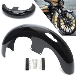 Gloss Black 21" Wheel Wrap Front Fender For Harley Touring Road Glide 1998-13 - Imagen 1 de 23