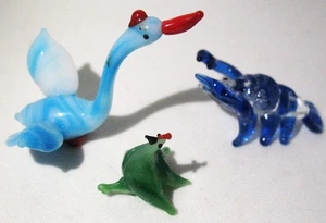 Lot of 3 Spun or Blown Glass Miniature Animals ..... a Goose, Duck and Lobster - Picture 1 of 12