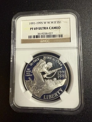 1991-95 WWII Anniversary Commemorative Silver Dollar NGC PF 69 Ultra Cameo - Image 1 of 4