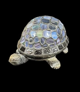 Tiffany Style Navy Baby Blue Purple Colorful Turtle Tortoise Night Lamp Must See - Picture 1 of 17