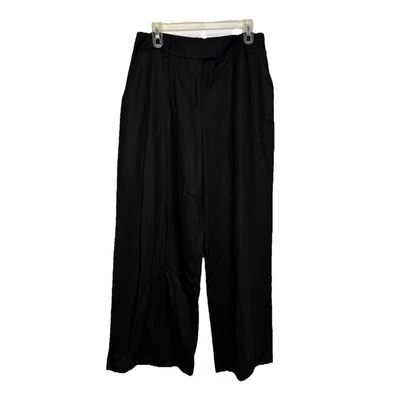 Scoop Pants Women's Size 8 Black Linen Blend Tailored Wide Leg - Image 1 of 4