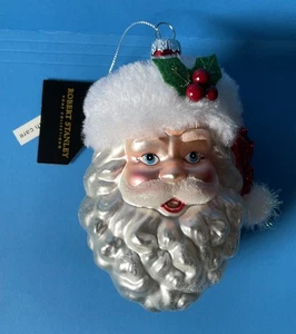 NWT Robert Stanley Santa Claus Head Red Hat Glass Christmas Tree Ornament - Picture 1 of 7