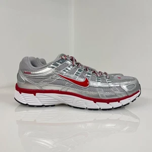 Nike P-6000 Metallic Silver Gym Red Sneakers CD6404-024 Men's Size 10.5 NEW - Picture 1 of 6