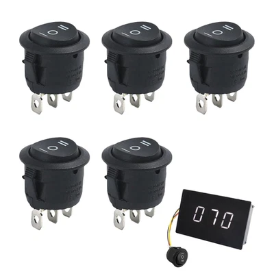 MNIIMALUXE 5 Stück Kippschalter 12V Rund,Wippschalter 12V 3 Polig,Mini Wechselschalter,Kipp