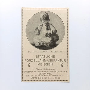 1929 Meißen Porzellan sitzender Türke Scheurich Werbeanzeige Werbung Advertising - Picture 1 of 1