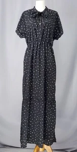 Piper Scoot Maxi Dress Medium Chiffon Black Polka Dot FlutterSleeve Bow Academia - Picture 1 of 10