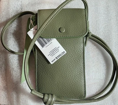 Funda Bandolera para Teléfono Vera Bradley ~ Bolsa en Cuero Verde Bronce / Nueva con Etiquetas $100 Foto 1 de 4