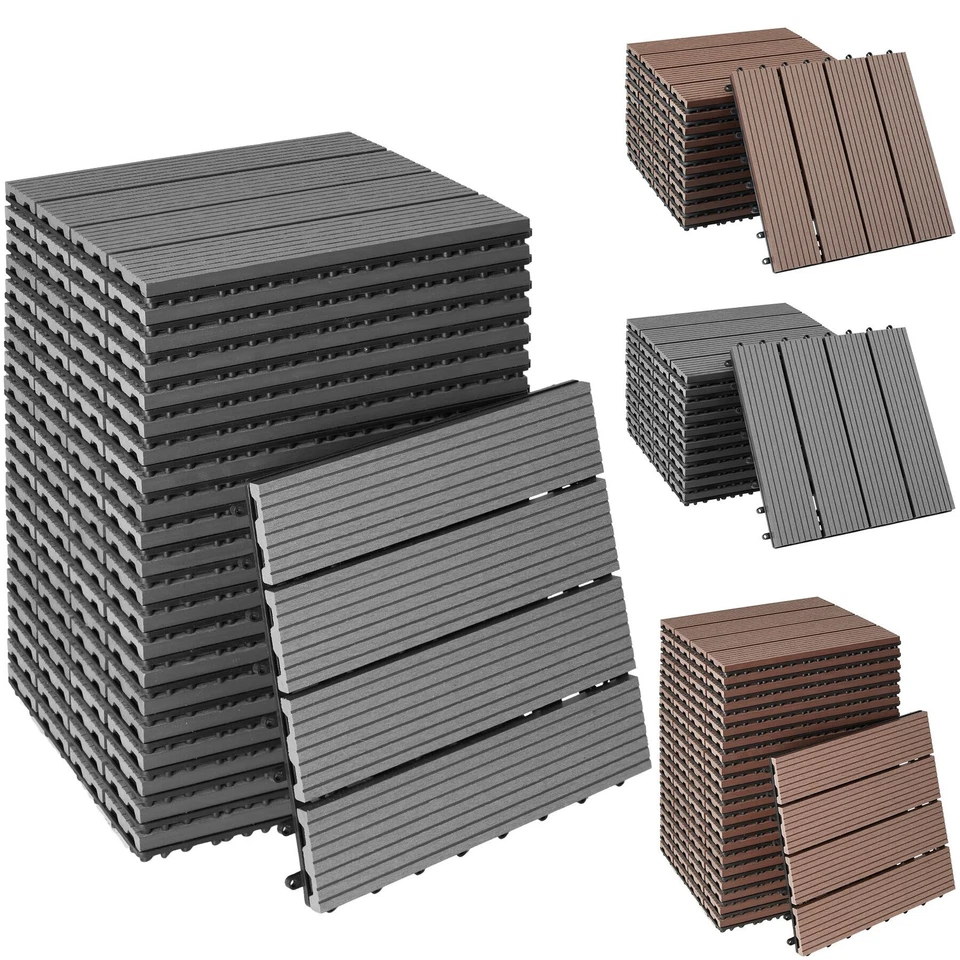 Set Terrassenfliesen Holzoptik Klickfliesen Terrasse Balkon Garten 31x31cm  - Bild 1 von 1