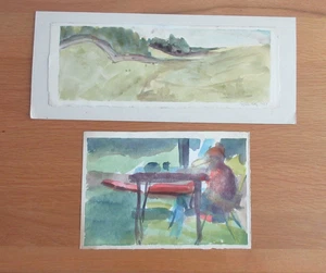 IZGAN BAZ 2 X ORIGINAL WATERCOLOURS 1 SIGNED 1988 - Picture 1 of 5