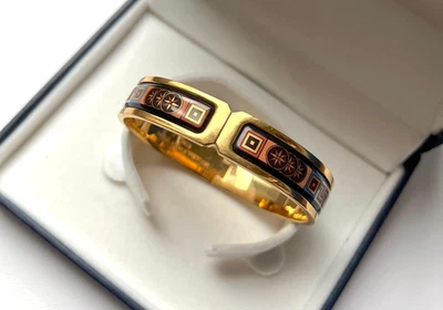 Brazalete MICHAELA FREY WILLE Retro Vintage Esmalte Cierre Diseño Geométrico Talla S/M Foto 1 de 4