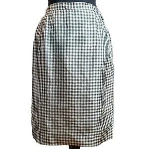 Vintage 50er-60er Jahre schwarz hellbraun Gingham Bleistiftrock Größe 2 Rockabilly Pinup Girl  - Bild 1 von 6