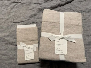 Pottery Barn Belgian Flax Linen Queen Sheet Set Plus 2 Standard Pillowcase - Picture 1 of 4