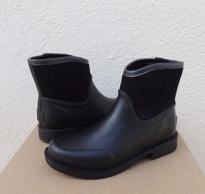 UGG BLACK PAXTON RUBBER / SUEDE / SHEEPWOOL RAIN BOOTS, WOMEN US 10/ EUR 41 ~NEW - Image 1 of 4