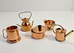 Miniatur Kupfer Messing Kochgeschirr Wasserkocher Topf klein Feengarten kleines Geschirr - Bild 1 von 7