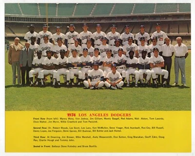 1974 Los Angeles Dodgers Team Photo w/ facsimile autographs Sutton Lasorda NM - Image 1 of 2