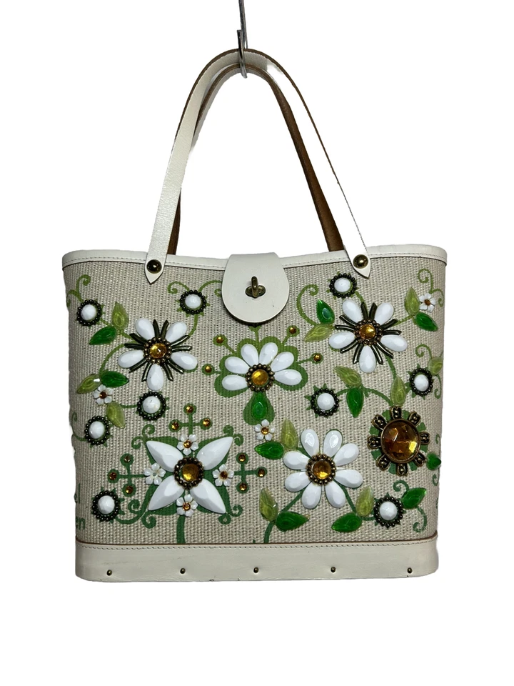 Cartera Jewel Garden Enid Collins Mediana Antigue Granny Core 1960 Impecable Usada en Excelente Condición Foto 1 de 4