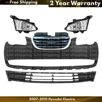 Front Bumper Cover Fascia & Fog Light Assembly For 2007-2010 Hyundai Elantra Foto 1 de 4