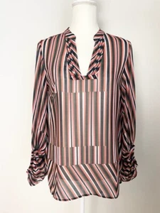 Cabi Damen Tunika Bluse Gr. XS schwarz orange grün gestreift V-Ausschnitt Ballonärmel - Bild 1 von 13