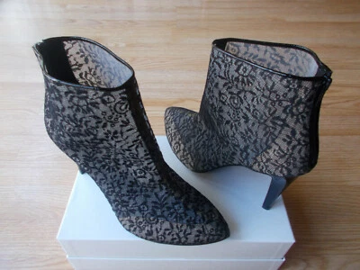 $890 Bottega Veneta Lace Ankle Boots Booties Patent Heels Black 40.5 US 10.5 NIB - Image 1 of 4