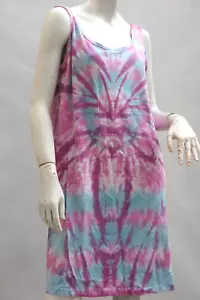 Vintage 90s Knit Cotton Tie Dye Tank Dress By L.A Sportswear Boho Hippie Retro - Picture 1 of 8
