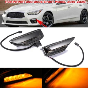 Pair LED Fog Lights Turn Signal Lamps Amber For Infiniti Q50 Sport 2014-2020 - Foto 1 di 10