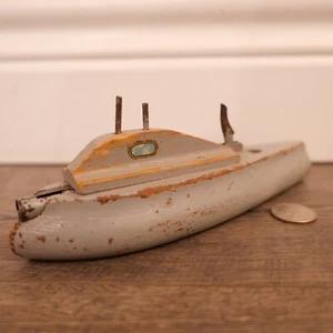 KEYSTONE WWII Wooden TOY Gray U-BOAT Submarine 1950s !!! 7 3/4" Inch Wood - Picture 1 of 5
