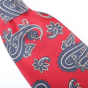 Hardy Amies Silk Necktie Red Blue Paisley Print Tie - Picture 1 of 8