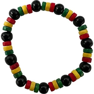 Rastafari Bracelet Wood Bead Wristband Bangle Rasta Reggae Handmade Jewellery - Picture 1 of 2