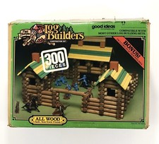 Vintage Paul Bunyan Log Builders Construction Set 300 Pieces With Action Figures