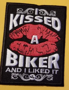 I KISSED A BIKE AND LIKE IT Embroidered Patch approx 2.75X3.5" - Picture 1 of 2