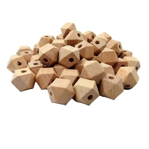 Arakierst 100pcs Faceted Beech Wood Geometric Hexagon Bead 14mm Unfinished Na... - Picture 1 of 6