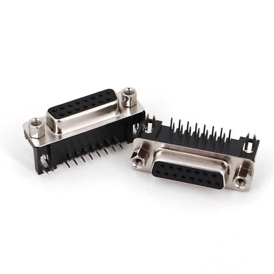 5Pcs DB15 Female Right Angle 2 Row 15-Pin PCB Mount Solder Connector - Image 1 of 4